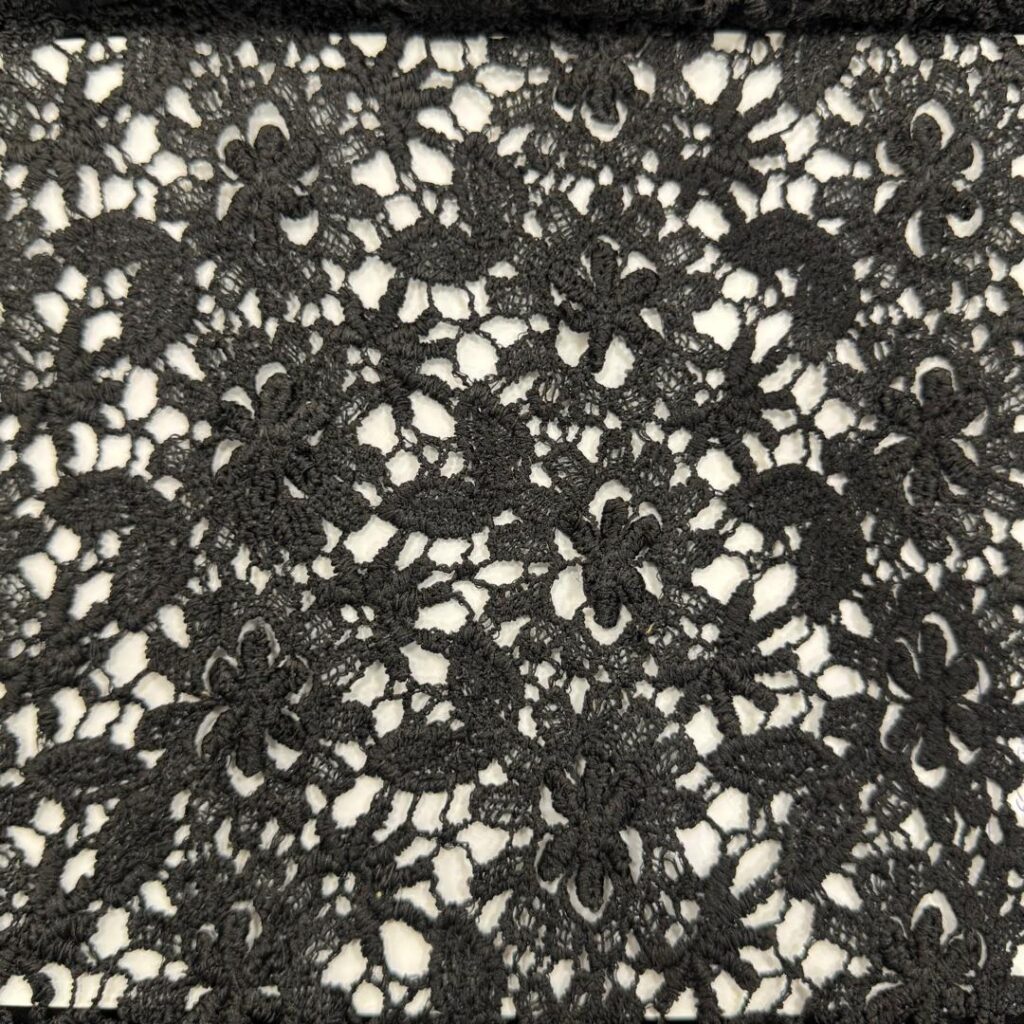 پارچه گیپور مشكي گل ريز 178