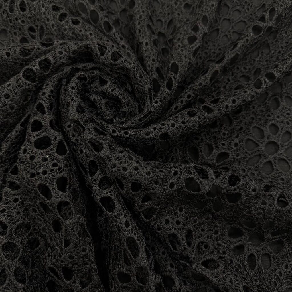 پارچه گیپور گل مشكي 173